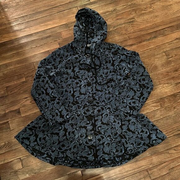 CMC USA Women’s Size Large Blue Tapestry Vintage Print Button up Long Jacket - Picture 11 of 14